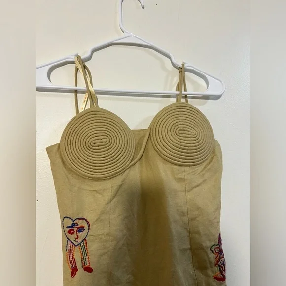 Farm Rio x Anthropologie Embroidered Linen Blend Dress